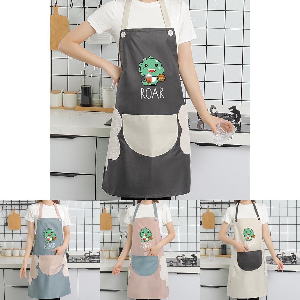 Dinosaur Waterproof Pvc Apron For Women Children Kitchen Cooking Splashresistant Apron