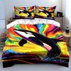 Orca with rainbow background. Bedding sets Duvet cover sets Duvet covers Pillowcases(1*Duvet Cover 2*Pillowcases without duvet insert)