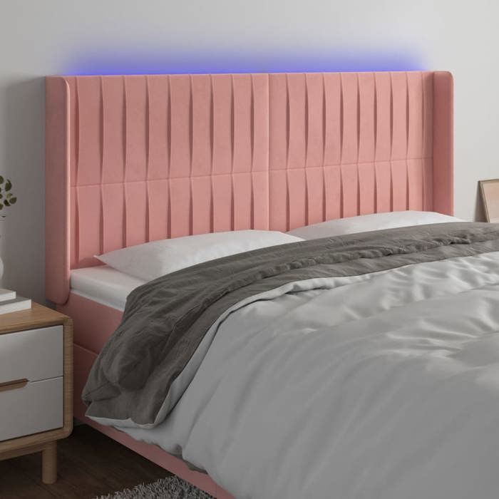 VidaXL Tête de Lit à LED Meuble de Chambre à Coucher Accessoire de Lit Double Tête de Cadre de Lit Intérieur Rose 3124357