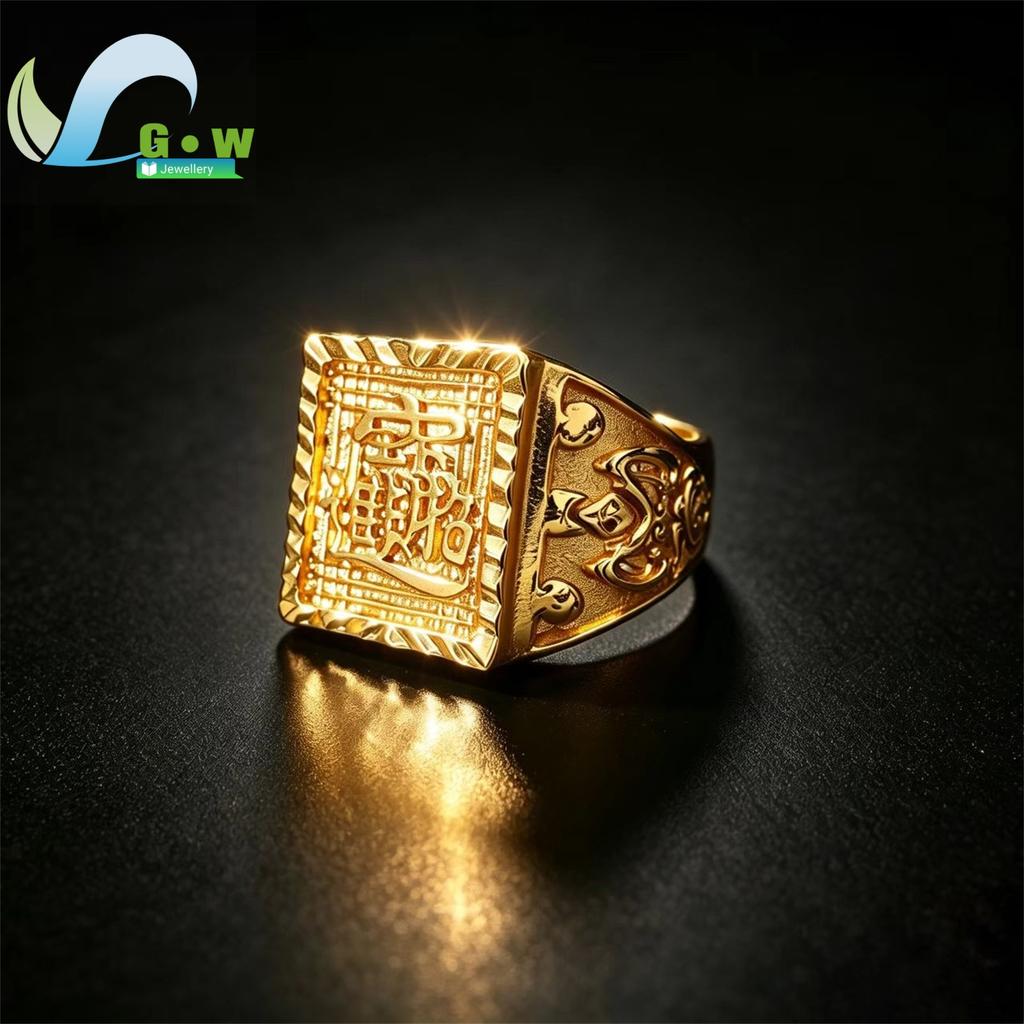 Fancy Gold Carve Dragon Phoenix Couple Adjustable Open Rings Stone Lucky Charm Band Classic Elegant Fashion Jewelry Gift Wedding