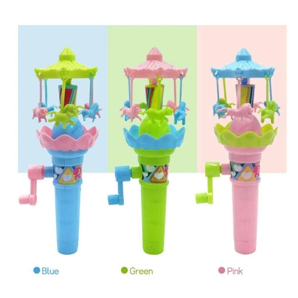 LED Lights Hand Cranked Rotating Toy Interactive Carousel Toy Merry-Go-Round Toy  Student