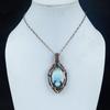 Larimar Pendant Gemstone Jewelry, 999 Copper Wire Wrapped Pendant, Handmade Jewelry Birthstone Pendant, Gift For Him