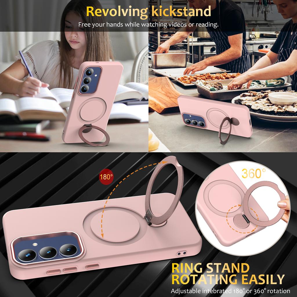 For Samsung Galaxy S25 FE Magnetic Case Rotating Ring Kickstand TPU + PC Back Cover