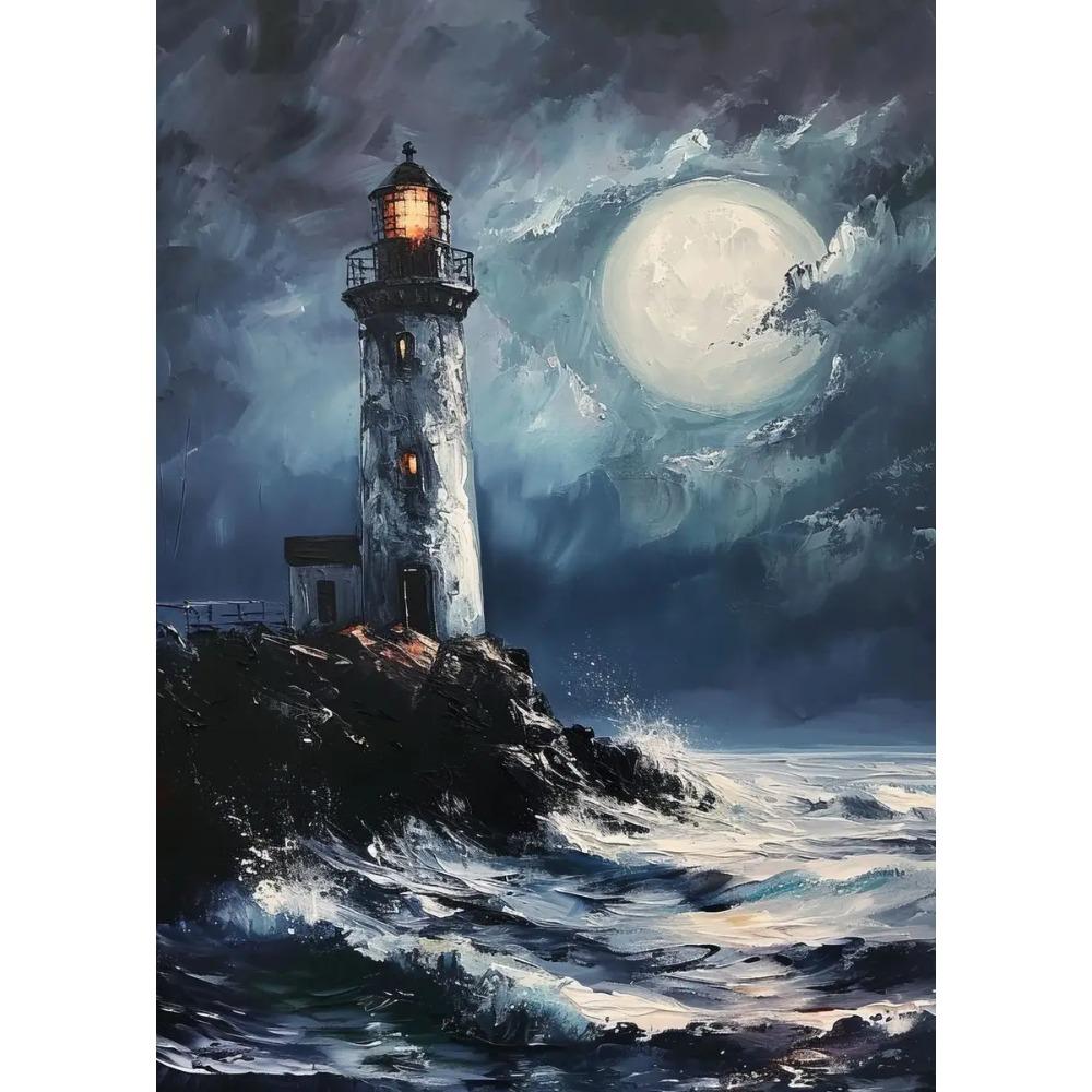 Wave Lighthouse Girl Surfing Canvas Painting Palm Tree Print Wall Art Picture Living Room Decor Sea Beach Poster Ocean Ship Boat