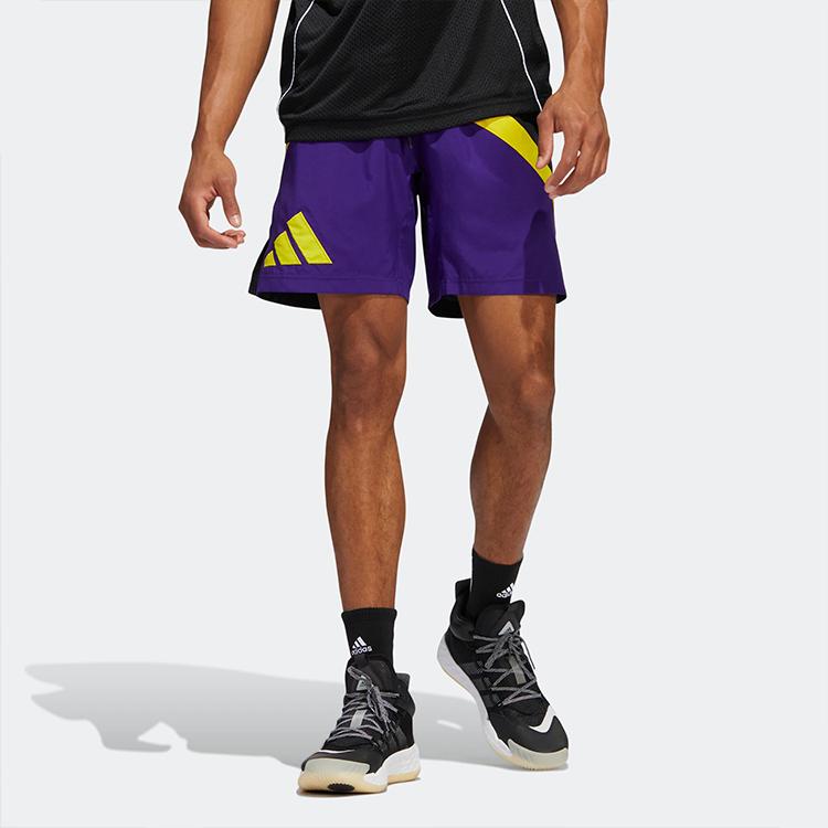 Adidas Colorblock Logo Basketball Shorts Men Bottoms Collegiate-Purple HK9465