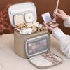 Women's Makeup Bag Portable Large Size Cosmetic Toiletry Travel Case Waterproof PU Outdoor Travel Makeup Pouch