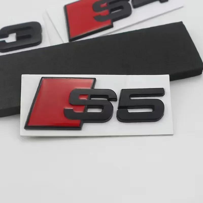 q2 S5 4-Ring logo ABS Black Car Hood Front Grill Emblem Rear Trunk Badge Sticker S5 Sticker q2 Sport Emblem For S5 2010-2019