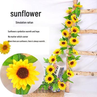 Sonnenblumen-Rattan-Ranke: Wandbehang und Dekoration für Klimaanlagenrohre im Innenbereich