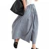 2024 Autumn Plus Size Plaid Cotton Linen Wide-Leg Skirt Pants - Elegant and Casual