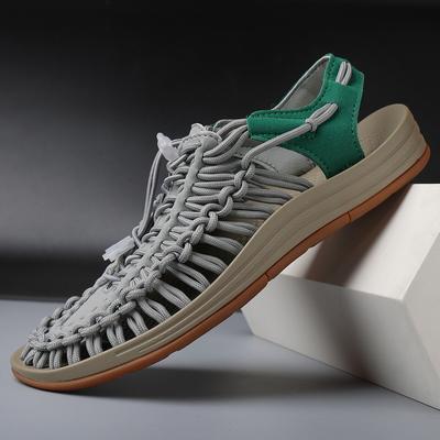Modne Letnie Sandały z Miękką Podeszwą Wygodne Męskie Jakość Splot Design Plażowe Oddychające Codzienne Płaskie Sandały Trendy Sandały Outdoor