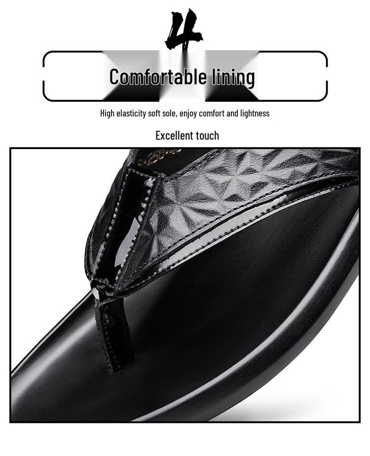 Men's Embossed Cowhide Leather Flip-Flops – Summer Beach Sandals