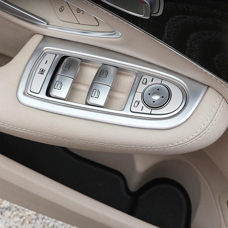 2025 Hot Racing Grills Car-styling Interior Trim Window Lift Button Switch Sequin ABS Carbon Fibre /Sliver For Mercedes Benz New