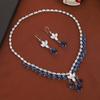 Wassertropfen Schwerindustrie Halskette Ohrringe Set Luxus Leichter Luxus Atmosphärisches Set Zirkon Schwerindustrie Set Klassisch