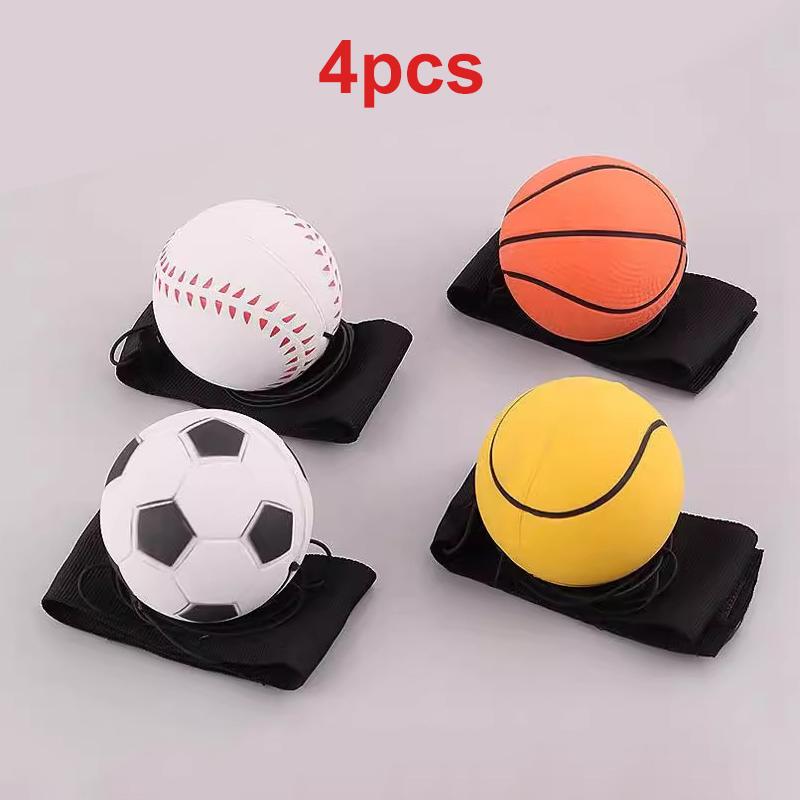 1-4PCS New Elastic Return Sponge Ball Nylon String Game Exercises Rubber Hand Ball Kids Toys Finger Band Balls Outdoor Yoga Ball