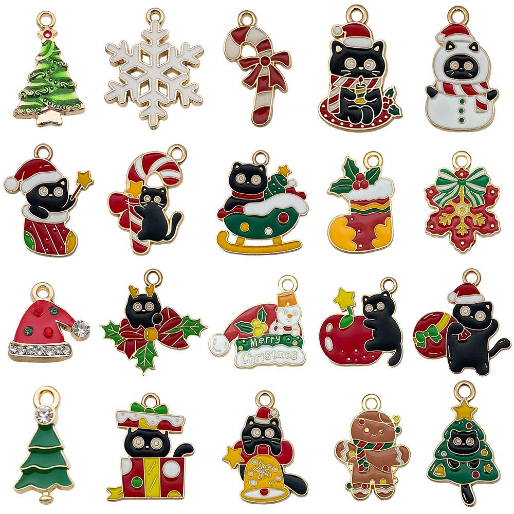 Christmas Series Accessories Pendant Handmade Diy Bracelet Necklace Keychain Earring Pendant Santa Claus Reindeer Snowflakes
