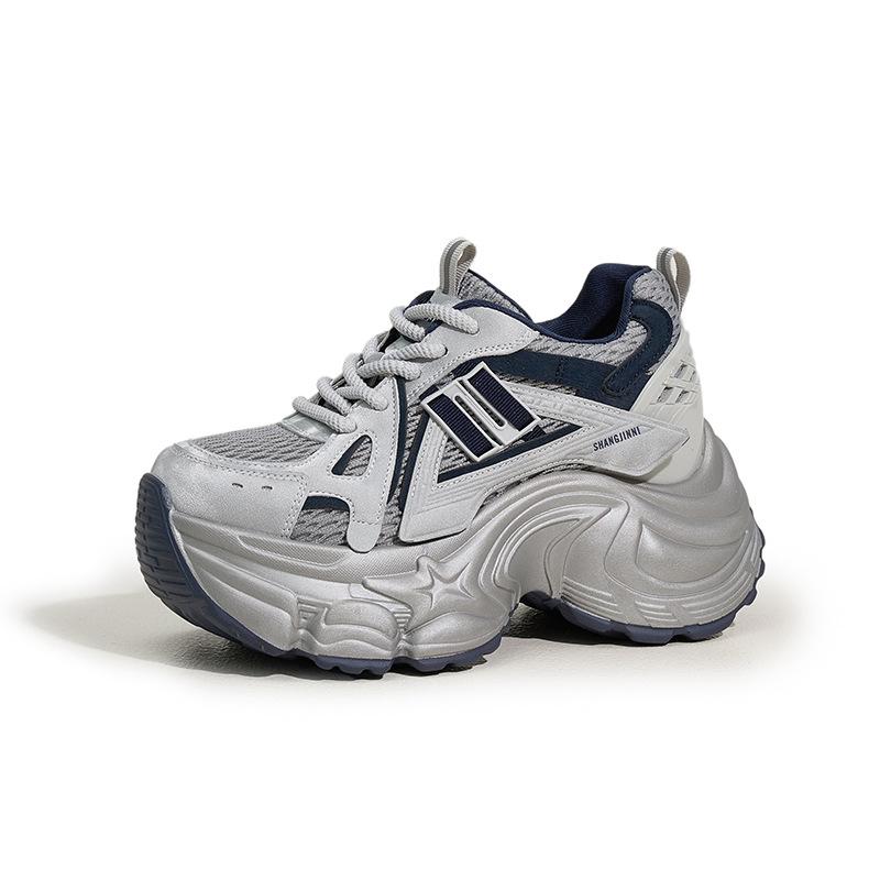 Platform dad shoes women's 2025 autumn and winter new versatile breathable mesh shoes inner height increase women's shoes casual sports shoes