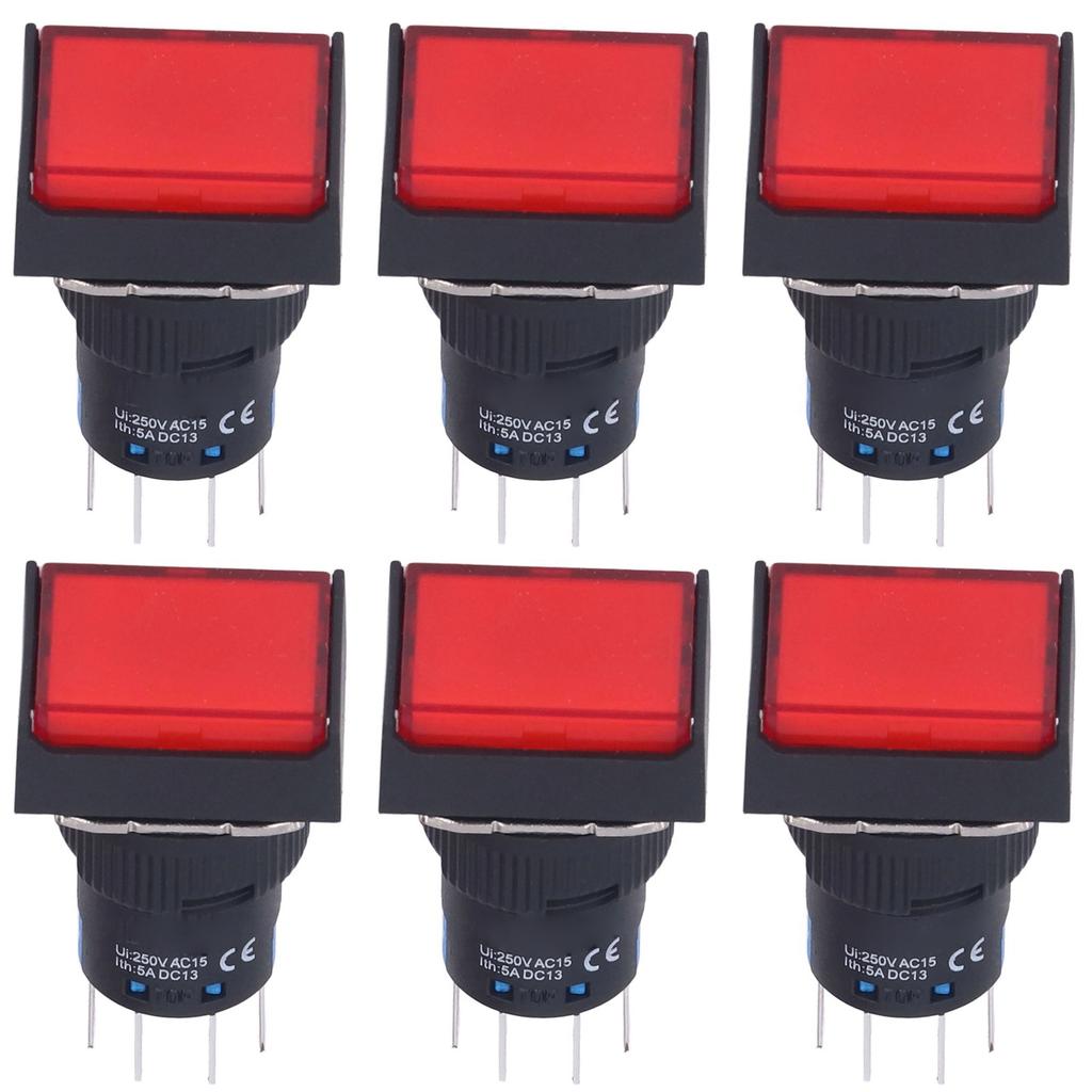 25Pcs Push Button ABS Brass Self Locking es with Light 16mm 12V
