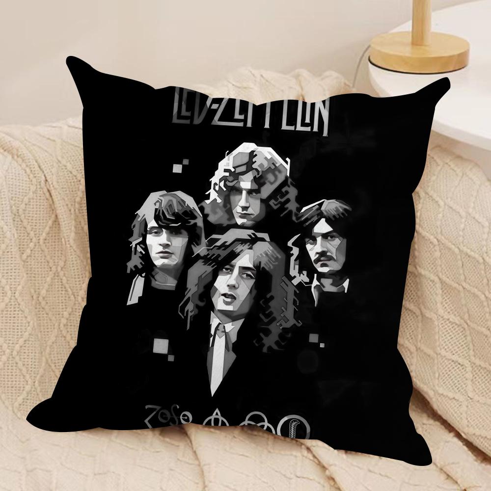 Band Lled Zzeppelin Cushion Cover Silky Short Plush Sofa Pillow Cover Hidden Zipper Soft Dustproof Case for Home Decor