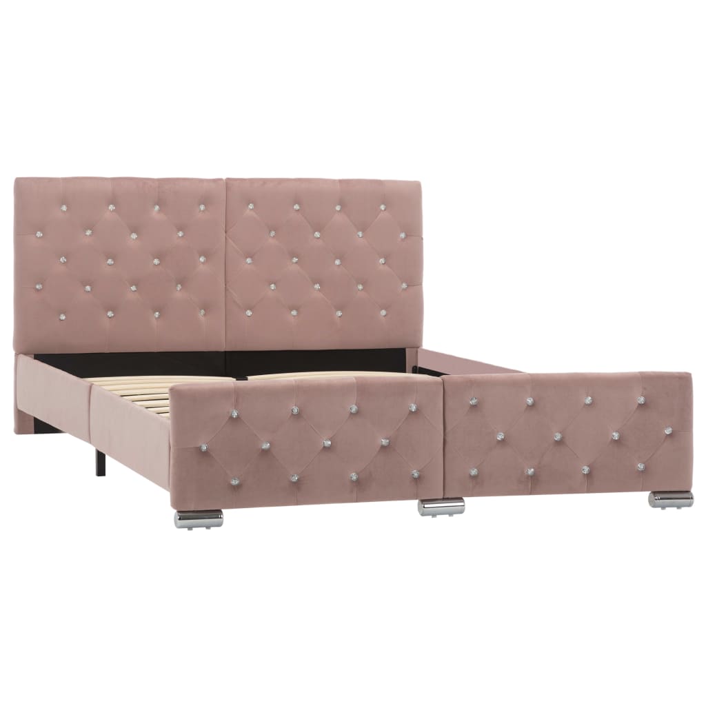 Pink Velvet Bed Frame 140 x 200 cm