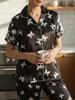Pajamas satin short-sleeved shorts thin suit comfortable casual printed loungewear women's