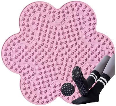 Weiches Silikon Fußreflexzonenmassage Akupressur Fußmassagegerät Floral Zuhause Fußdrücken Inklusive Yoga Socken Matte, Doppelseitig, Brett, Matte, Design, Anwendung,