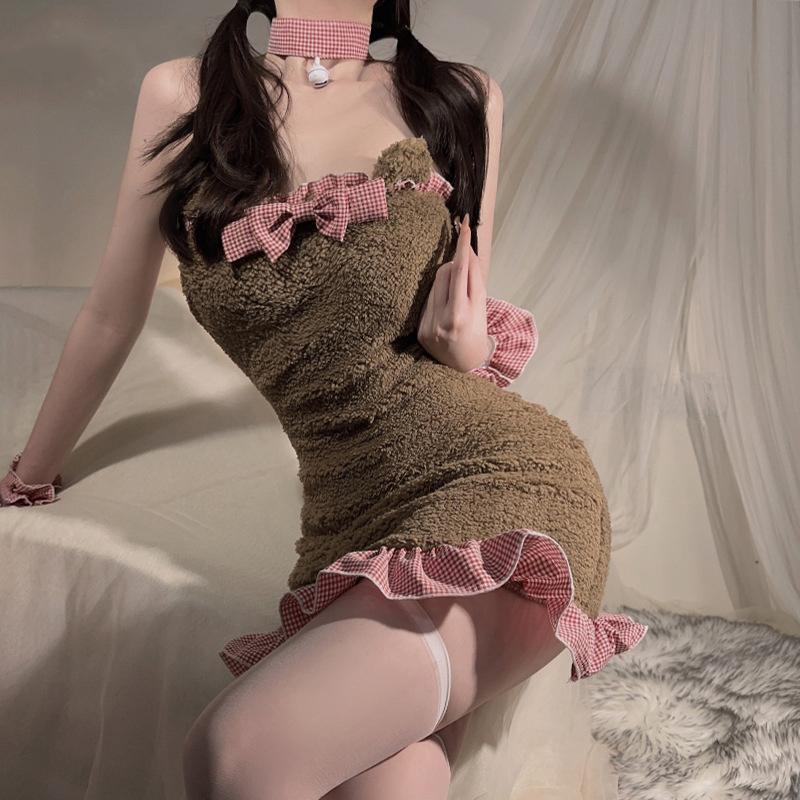 Sexy Underwear Cute Housemaid Two-dimensional Bear Uniform Backless Sexy Bag Hip Skirt Suit