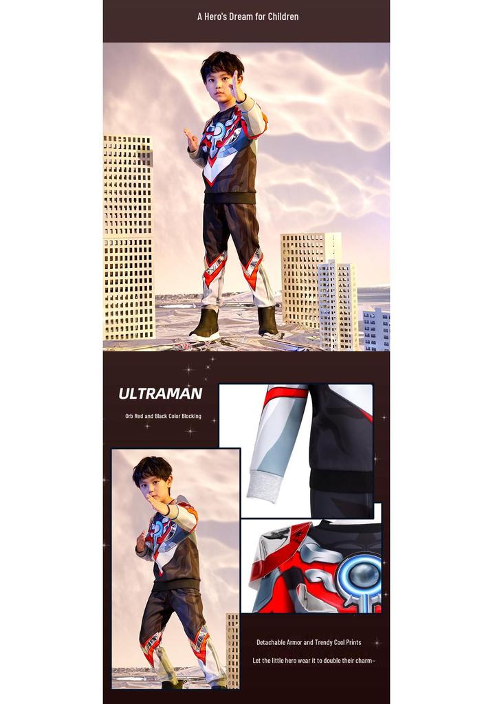 2025 Ultraman Boys' Zero Spring & Autumn Hoodie Set - Trendy, Genuine Children’s Wear