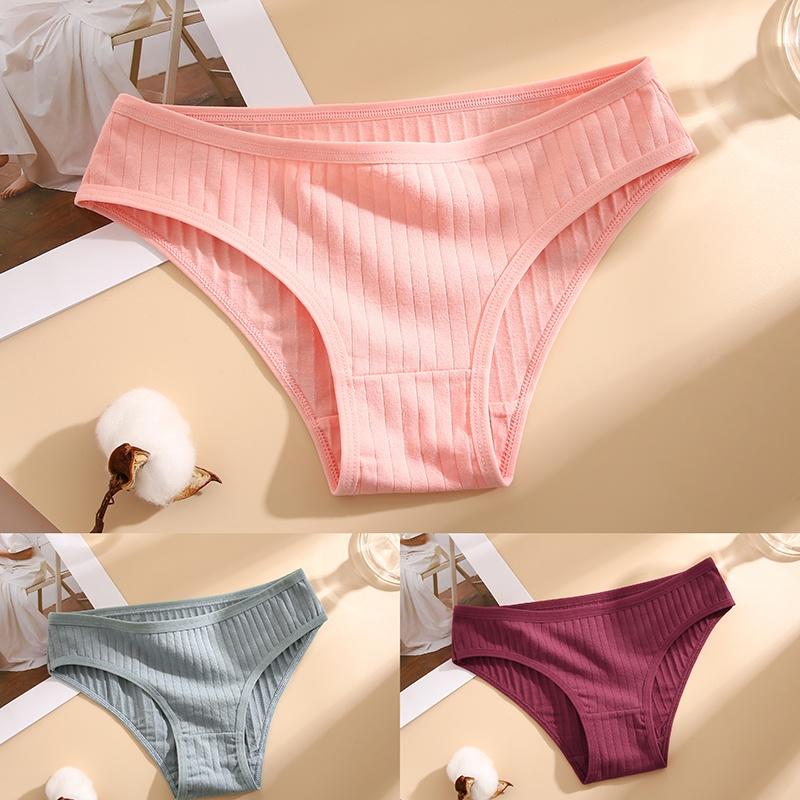 3ks/sada Kalhotky Bavlna Ženy Spodní prádlo Sexy spodky Pohodlné Dívčí kalhotky pro ženy Pruhované Bavlněné Intimní Spodní prádlo