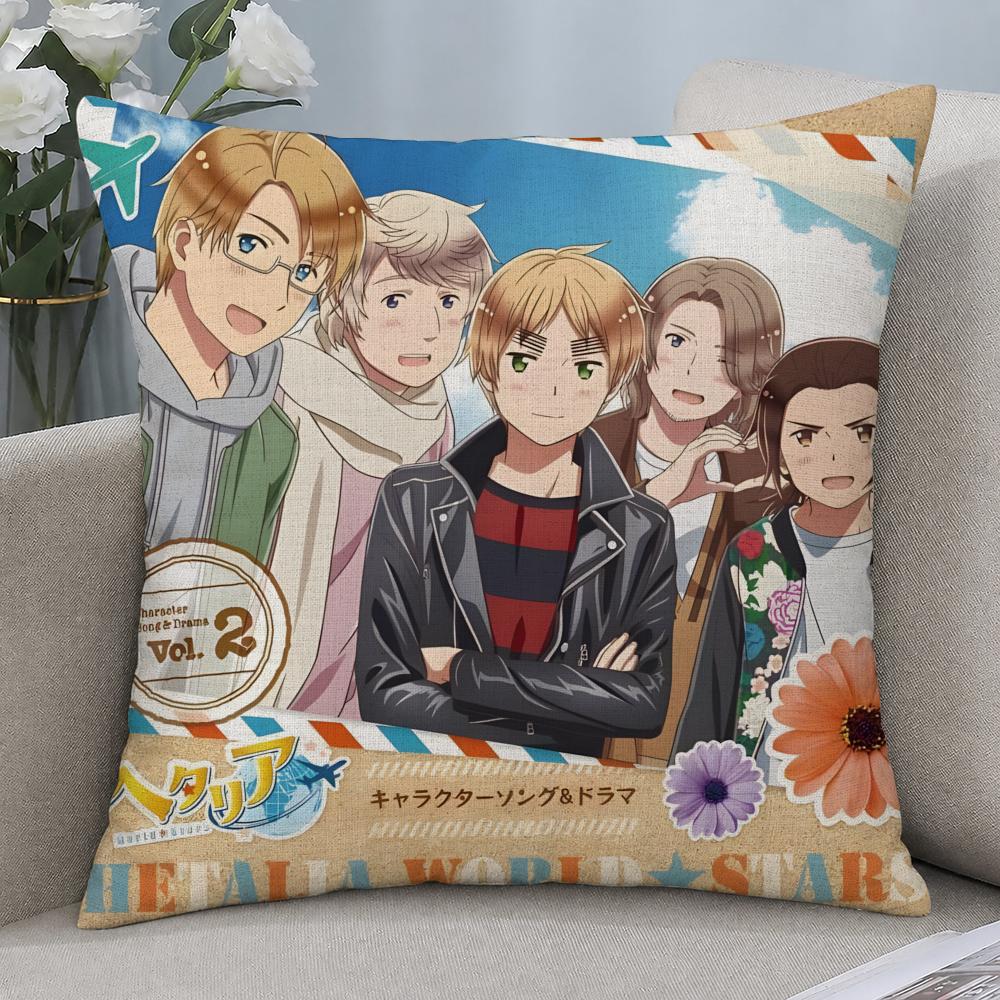 Anime Hetalia World Stars Cushion Cover Cushion Covers Natural Linen Breathable Sofa Bedroom Decor Pillowcase
