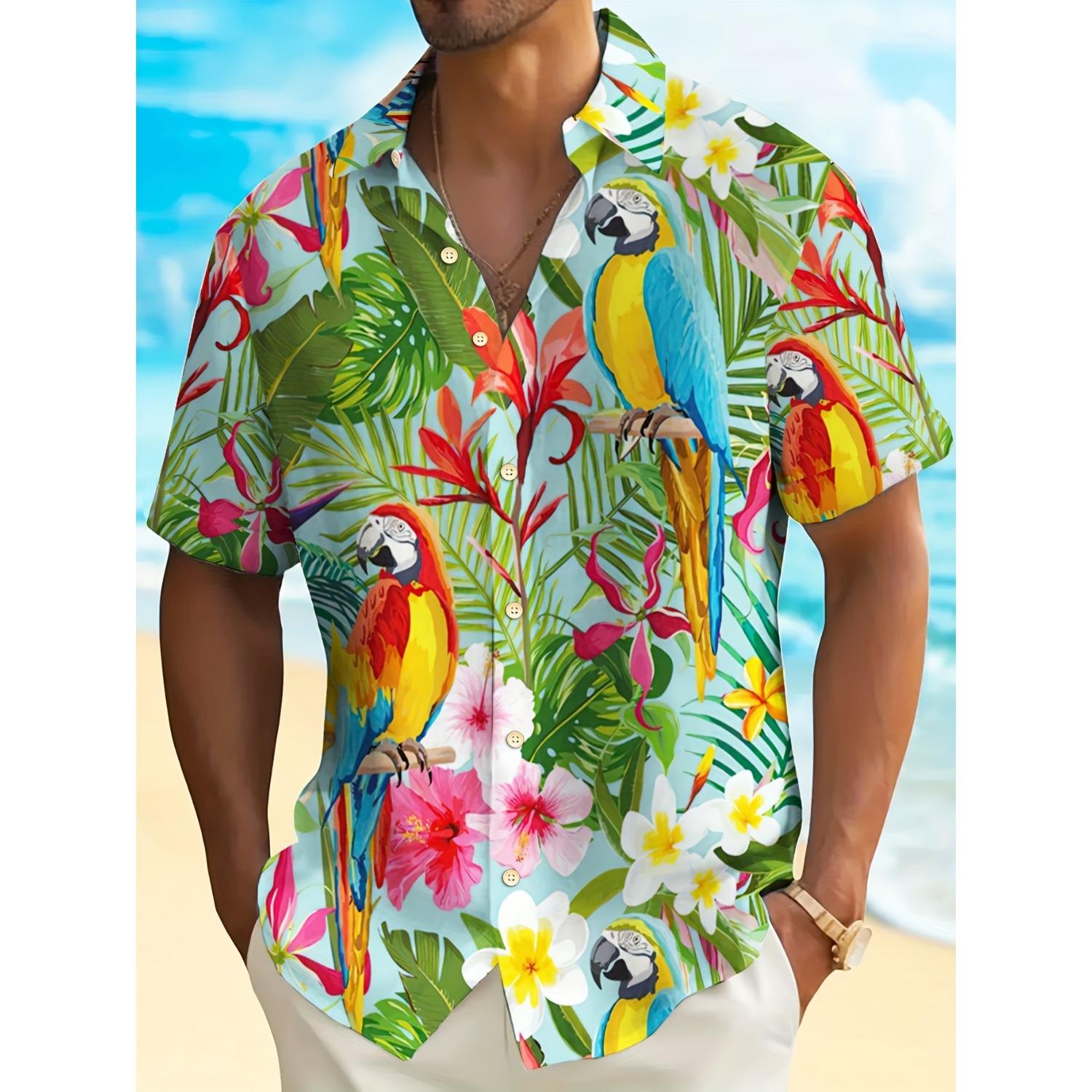 

Men s energetic printed short sleeved button up shirt- 5XL