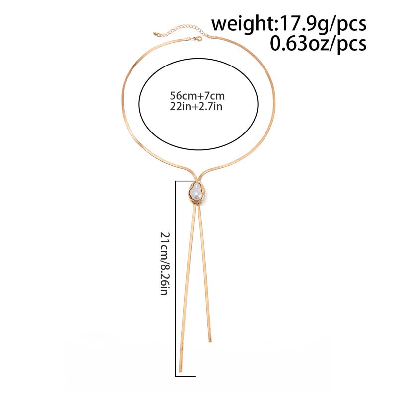 Vintage Metal Snake Chain Pearl Pendant Necklaces for Women Fashion Gold Color Long Tassel Adjustable Necklaces Party Jewelry