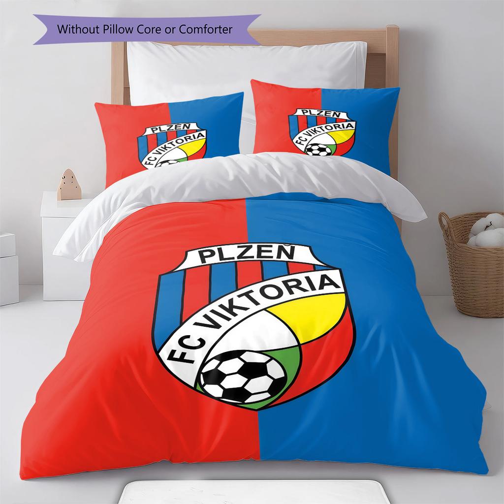 FC Viktoria Plzeň Pattern Bedding Quilt Set Quilt Cover Pillowcase Home Decoration Birthday Gift (1 * Duvet Cover + 2 * Pillowcase, Without Core)