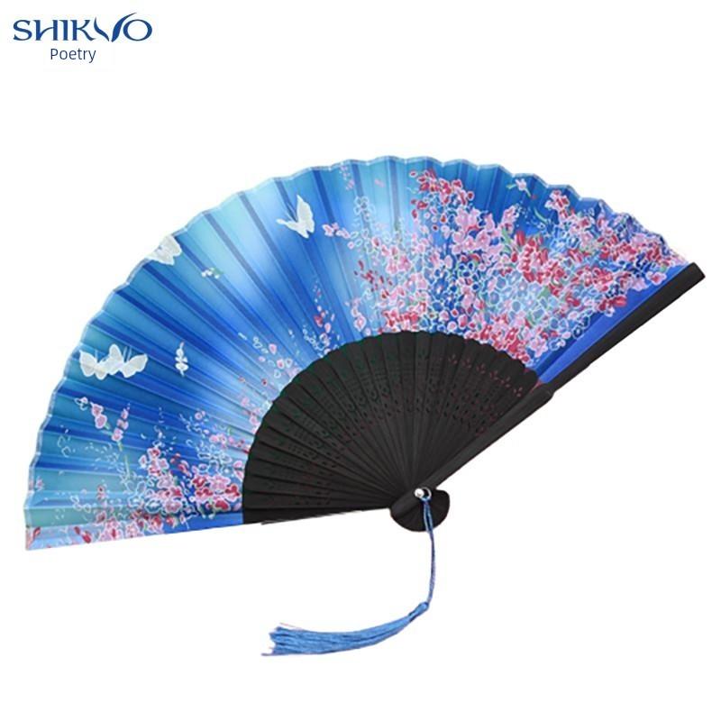 Traditional Folding Fan for Children, Girls' Hanfu, Cheongsam, Chinese Style Dance Fan, Ancient Costume, Fairy-Like Tassel Small Folding Fan
