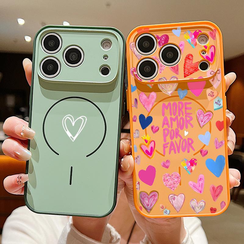Watermelon Love Hearts Print Case For iPhone 17 Pro Max Funda iPhone 16 15 14 13 Pro Max Magnetic For Magsafe Hybrid Slim Matte Cover