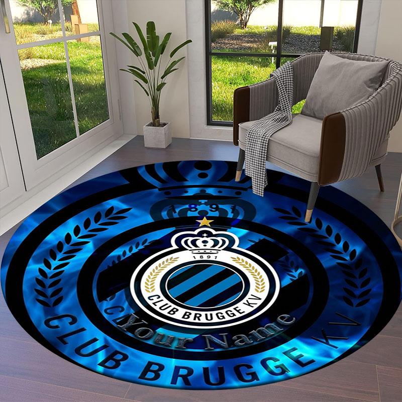 Club Brugge KV Custom Name Round Area Rug,Carpet Rug for Living Room Bedroom Sofa Playroom Decor,Non-slip Floor Mat