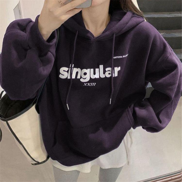 Women's Loose Hooded Sweater Coat New Autumn Winter Top