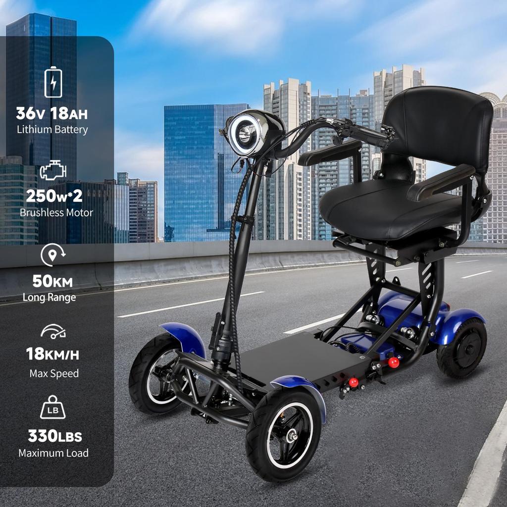 SUNNIGOO L3 4-kołowy skuter elektryczny dla Seniora, podwójne silniki, bateria 36V 18AH