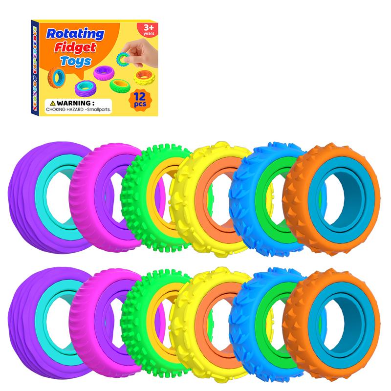 Fidget Toys Sensory Rings - Finger Spinner Texture Stress Toys For  Calming Fun Classroom Prizes Stocking Stuffers For 12+