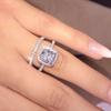 2Pcs/Set Exquisite Engagement Rings for Women Dazzling Crystal Jewelrybridal Wedding Accessories with Fashionable Design
