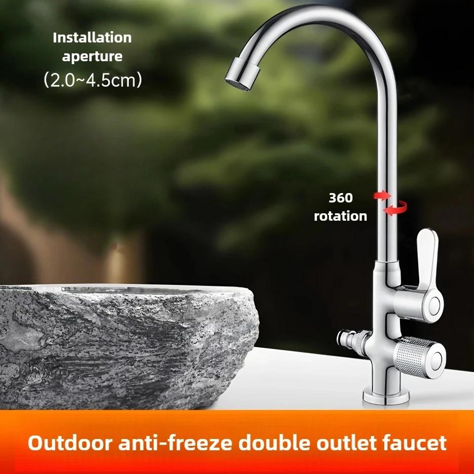 

Outdoor Single Cold Faucet for Courtyard Garden Balcony Dual-use One In Two Out Faucet