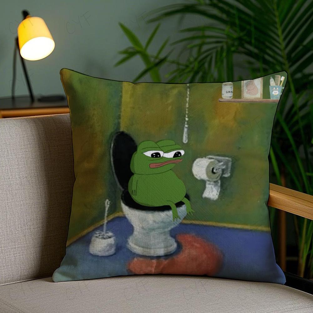 Sad Frog P-Pepe Pillow Case Anti-dustmite Pillowcase Invisible Zipper Silky Short Plush Sofa Cushion Cover