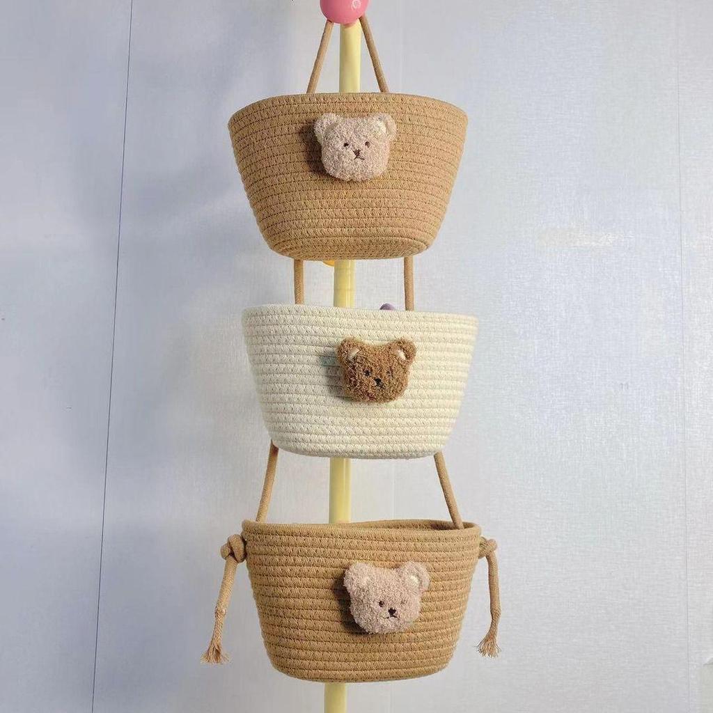 Cotton Thread Wall Hanging Basket for Dormitory Storage