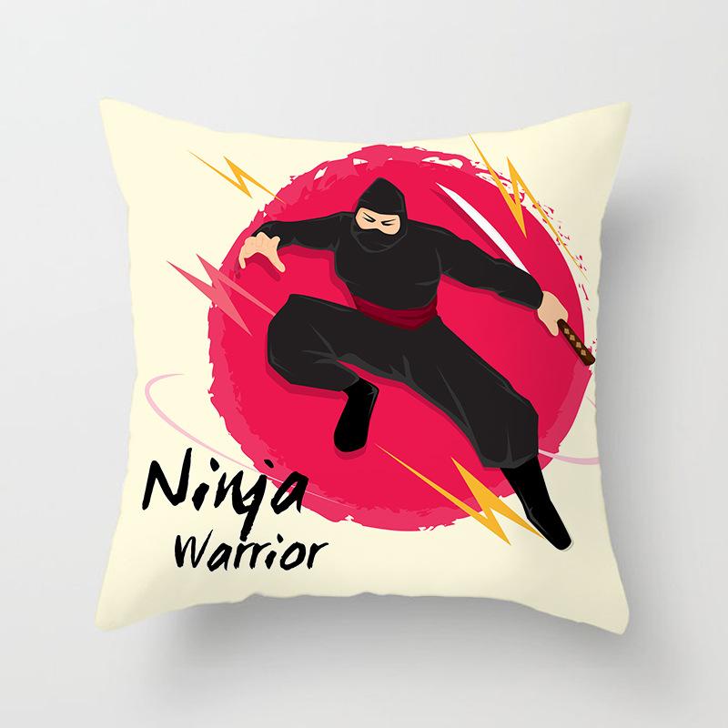 Japanese Ninja Character Digital Single-sided Printing Sofa Pillow Cushion Cover Home