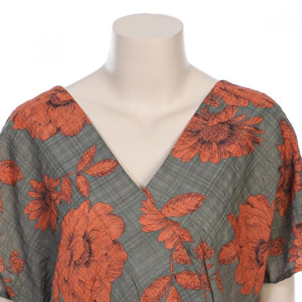 Barbara Womens Cotton Rayon Flower Dress Homewear Agw4571l