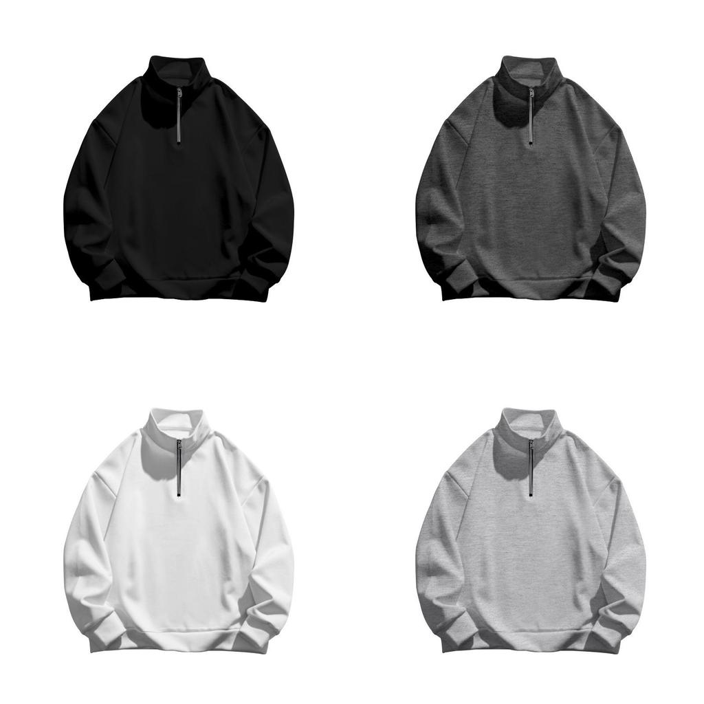 Felpa da uomo con colletto alto e zip in pile per l'inverno, stile casual urbano