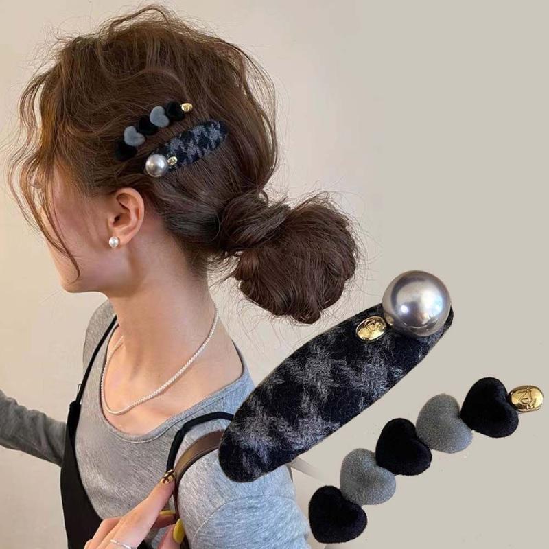 2 Pcs Maillard Plaid Hairpins For Women Girls Sweet Hair Ornament Barrettes Hair Clip Fashion Hair Accessories