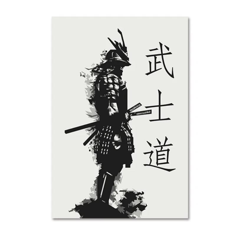 Japanese Bushido Samurai Kenshi Poster Prints Canvas Painting Abstract Portrait Wall Art Picture for Home Living Room Wall Decor