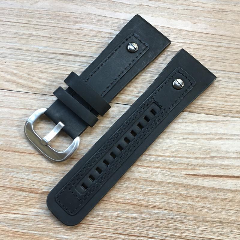 Handmade Personality 28mm Black Brown Calf Genuine Leather Wrist Watch Band For Seven Friday Strap Belt Bracelet With Rivet