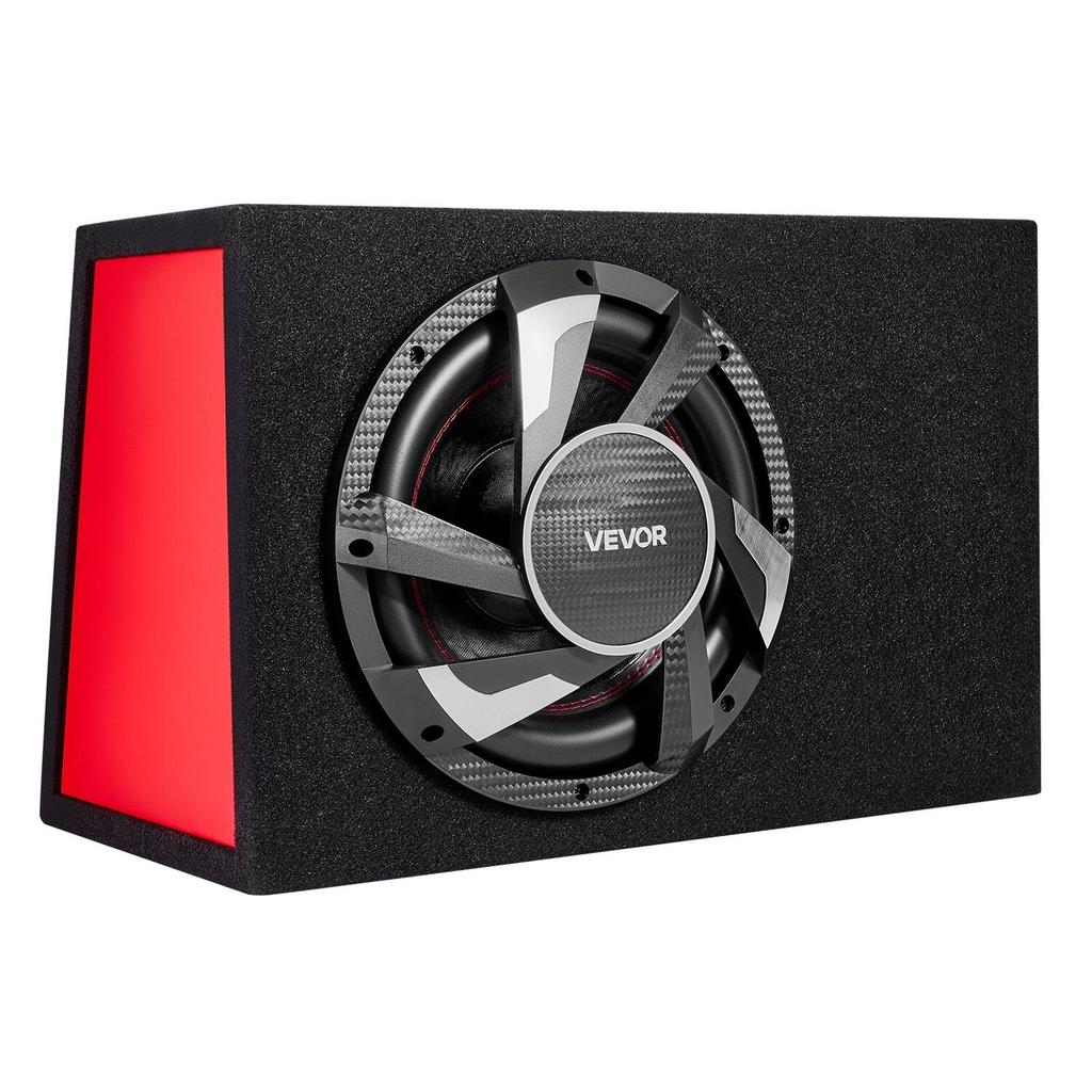 Subwoofer Basspaket, 305mm, 245W RMS, Komplettes Auto-Audio Subwoofer- und Verstärkerpaket, mit bestücktem Gehäuse, integriertem Verstärker und Verkabelungsset, Schlank