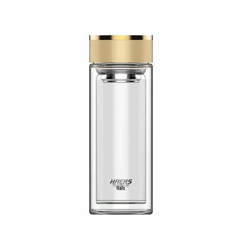 HAERS 300ml Double-Layer Glass Business Cup with Tea Infuser